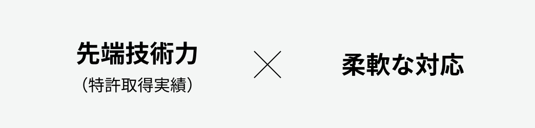 先端技術力(特許取得実績) x 柔軟な対応